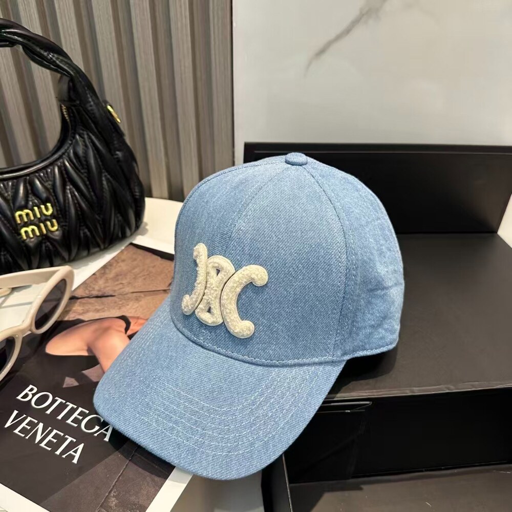 Celine Triomphe Light Wash Denim Baseball Cap